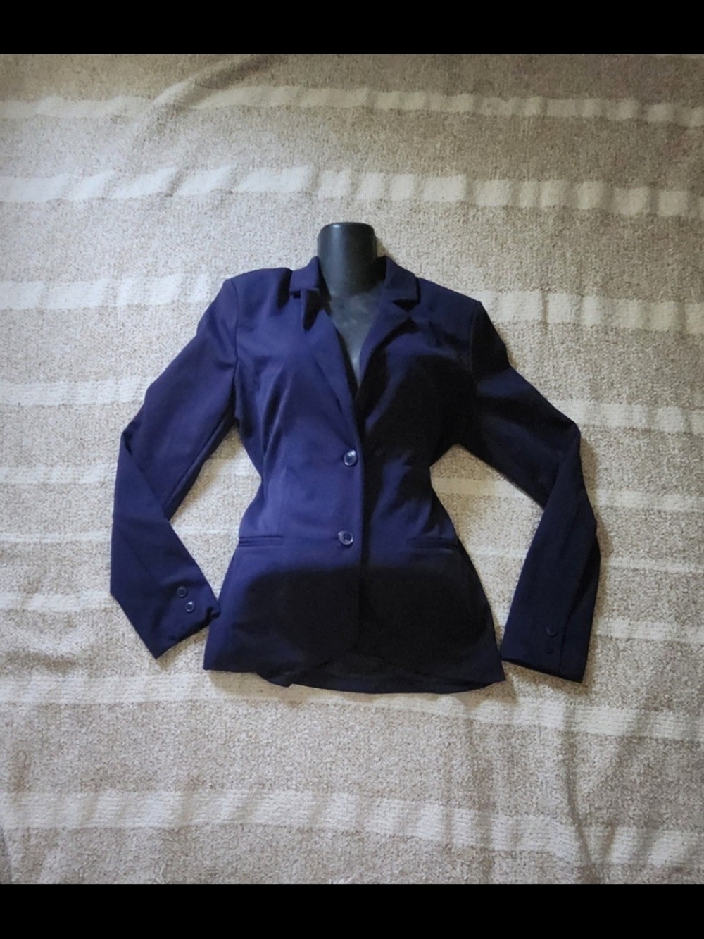 Women's Navy Single-Breasted Tailored Blazer